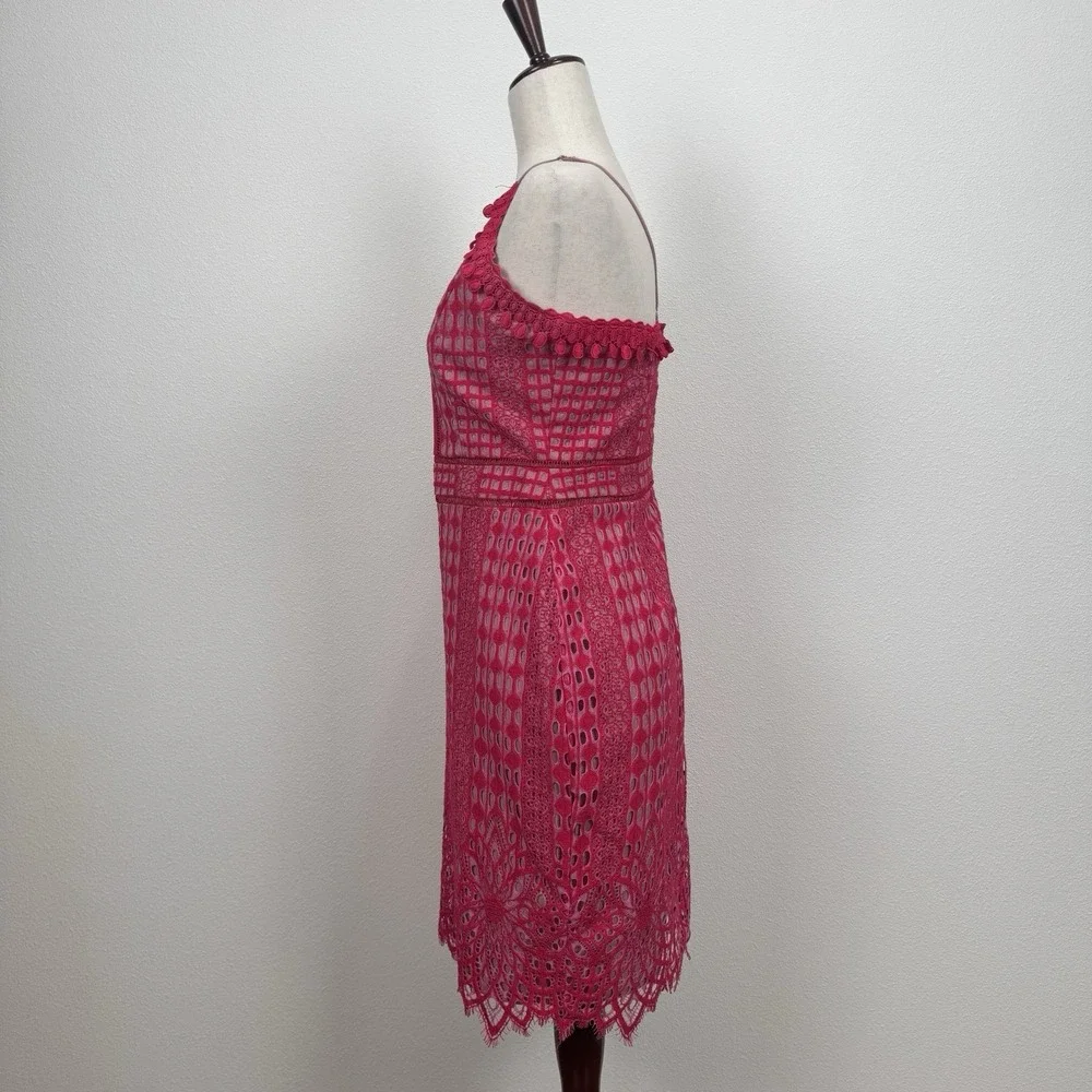 Harlyn Dress Womens M Pink Lace Feminine Coquette Event Dainty Preppy Old Money - Picture 8 of 16